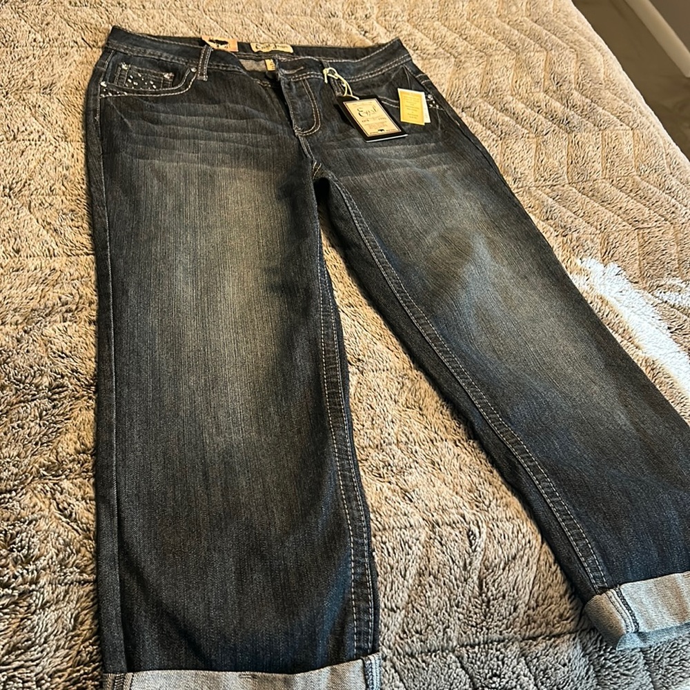 Earl Jean women’s cuffed wide leg jeans Size 12